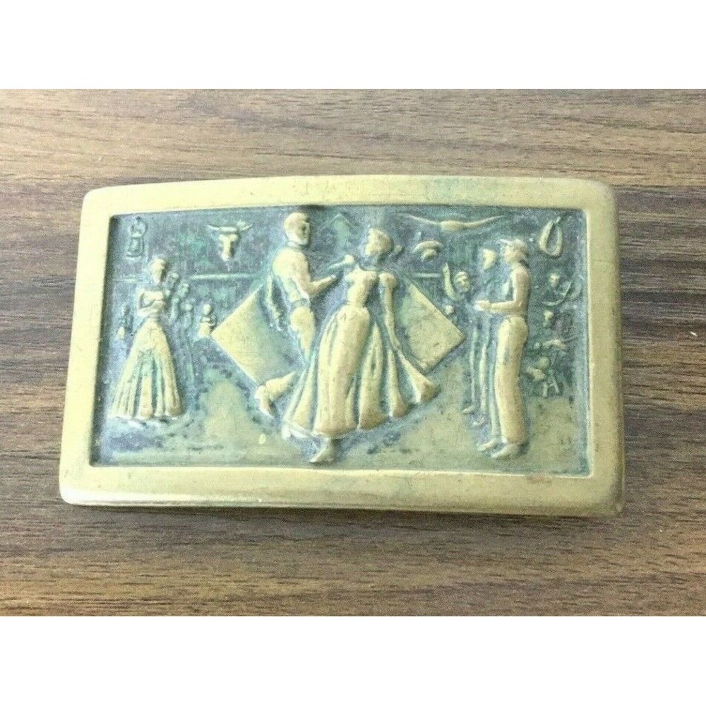 Vintage Solid figural dancing Brass women Brass Belt Buckle - Picture 1 of 8